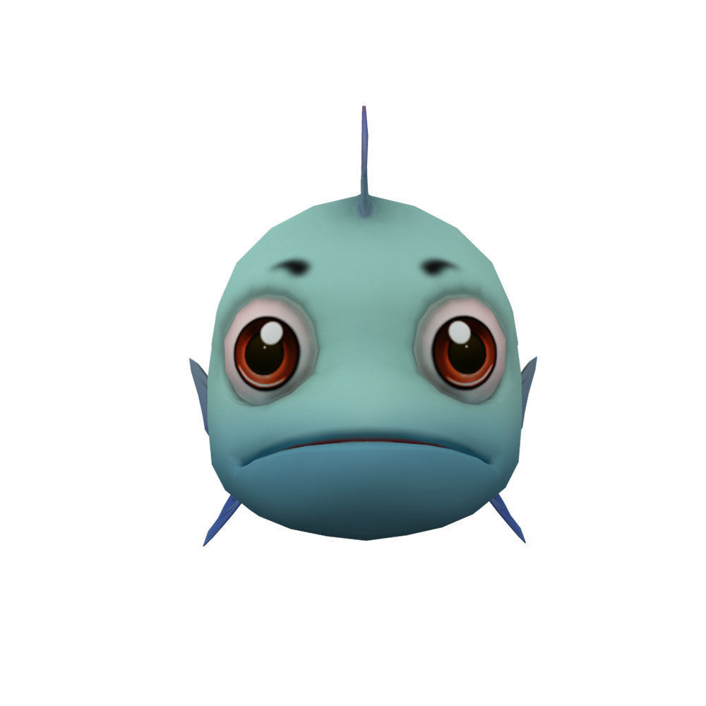 Blue Tilapia Fish Cartoon Animated Low-poly 3D model_6