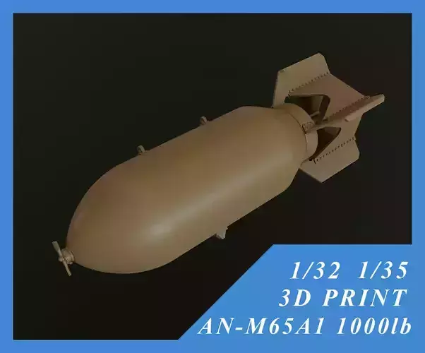 US GP BOMB AN-M65A1 1000LB 1-32 1-35 3D print model