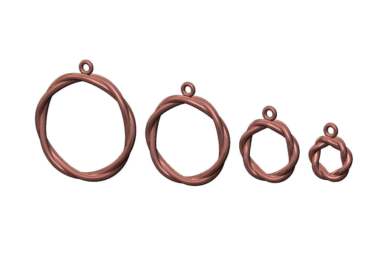 Twisted wire hoop pendant and charm 3D print model_8