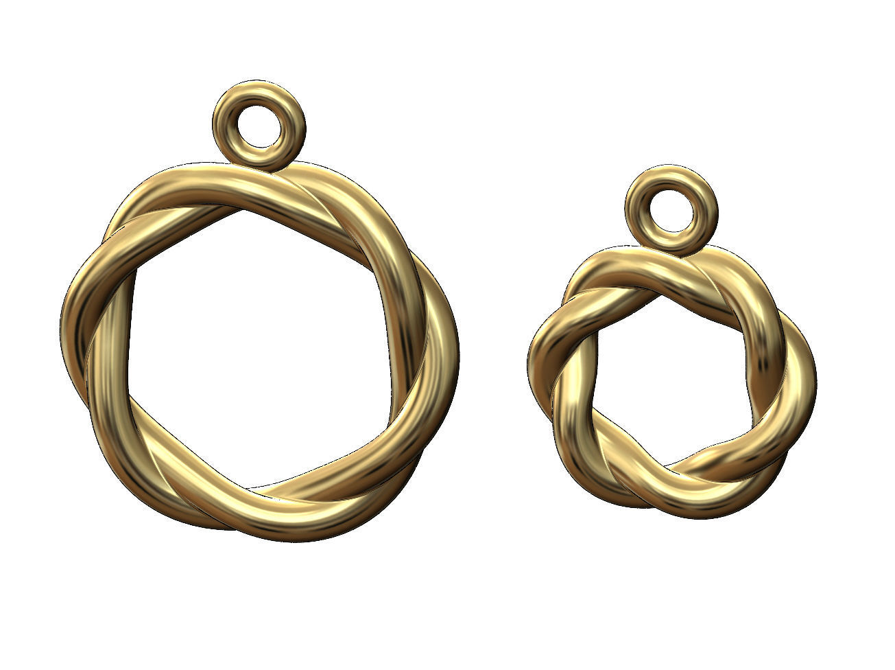 Twisted wire hoop pendant and charm 3D print model_3