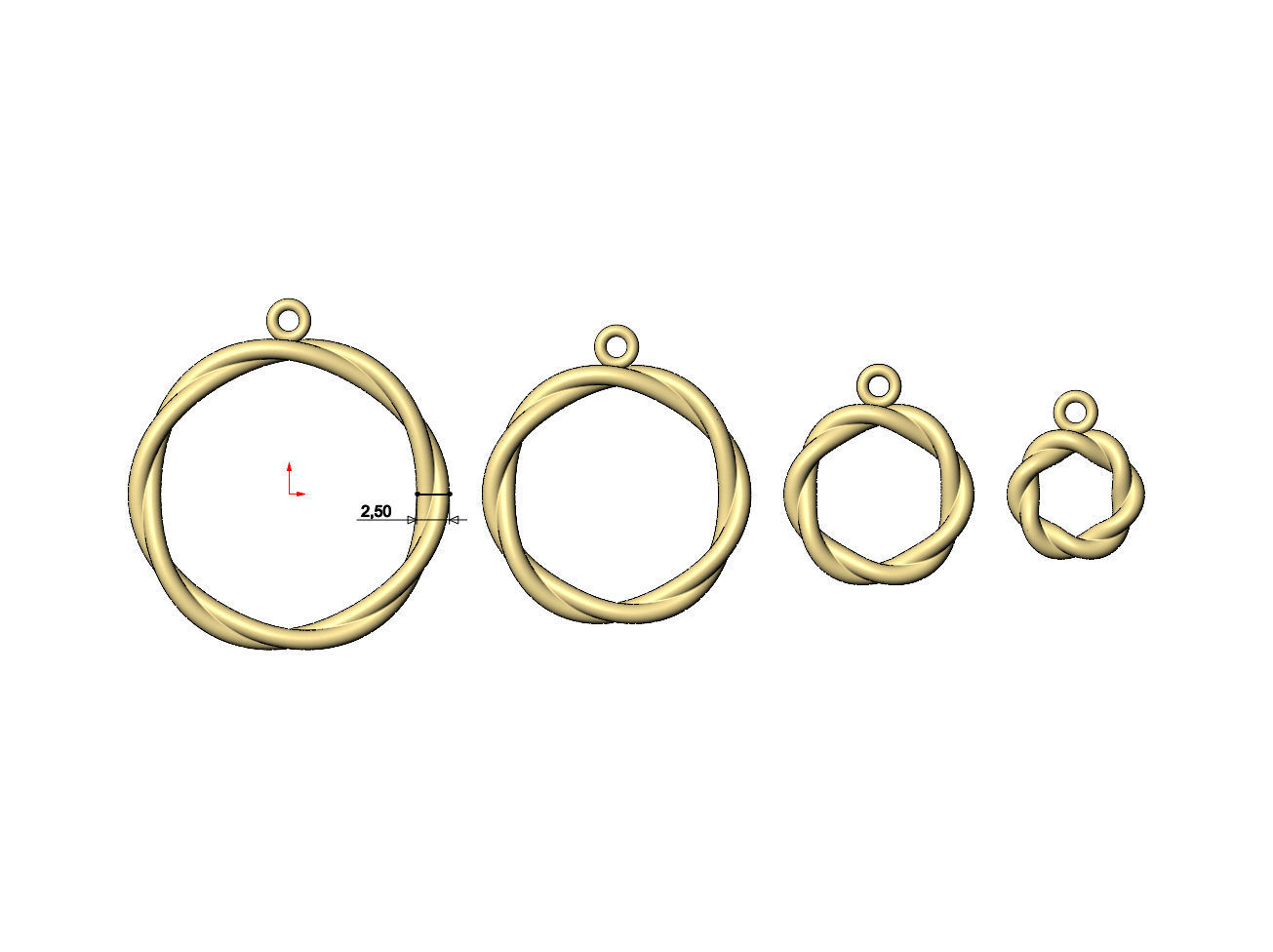 Twisted wire hoop pendant and charm 3D print model_5