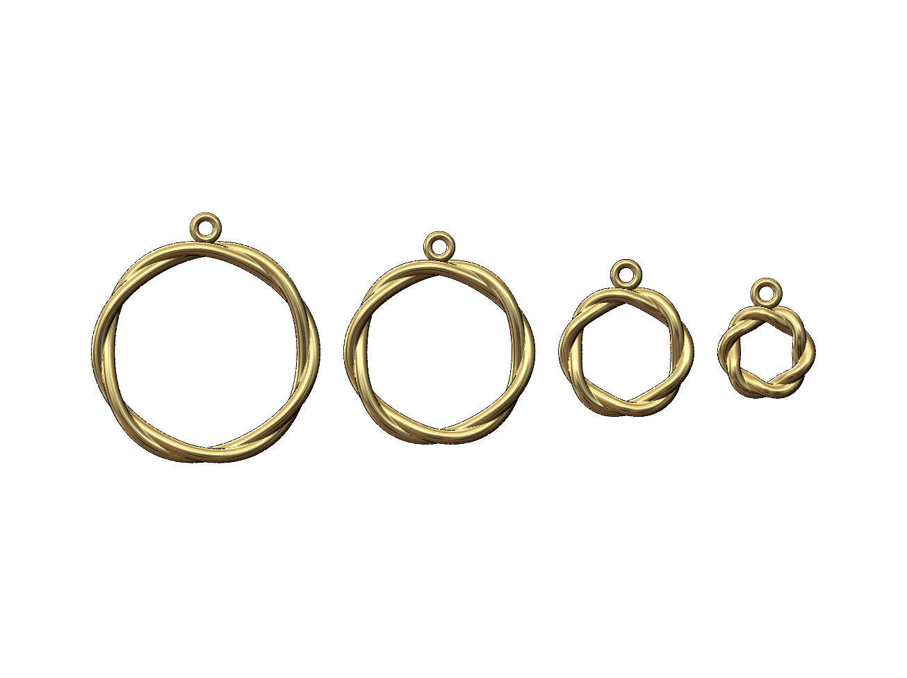 Twisted wire hoop pendant and charm 3D print model_2