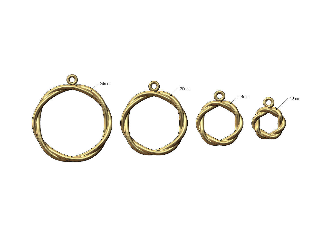 Twisted wire hoop pendant and charm 3D print model_1