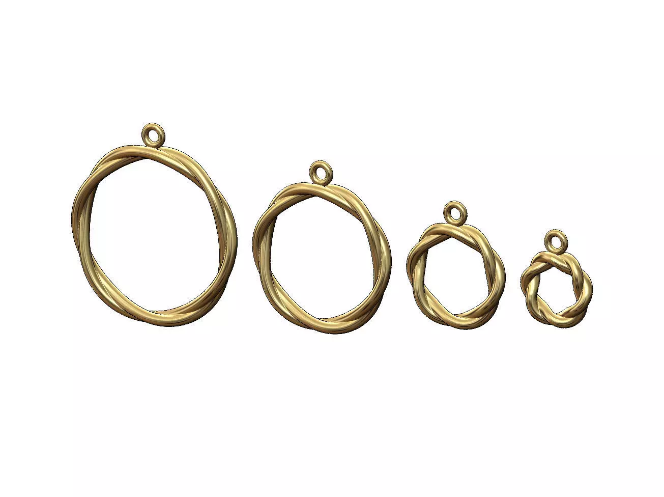 Twisted wire hoop pendant and charm 3D print model_0