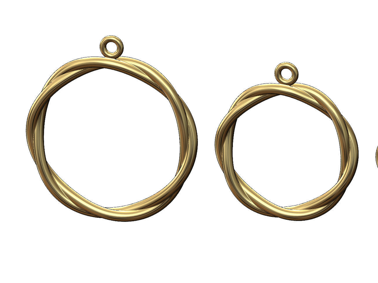 Twisted wire hoop pendant and charm 3D print model_4