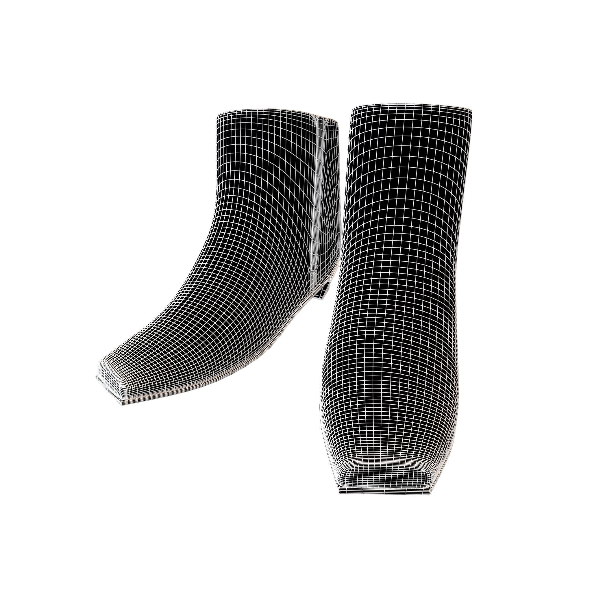 Square Toe Short Boots v1 001 Low-poly 3D model_6