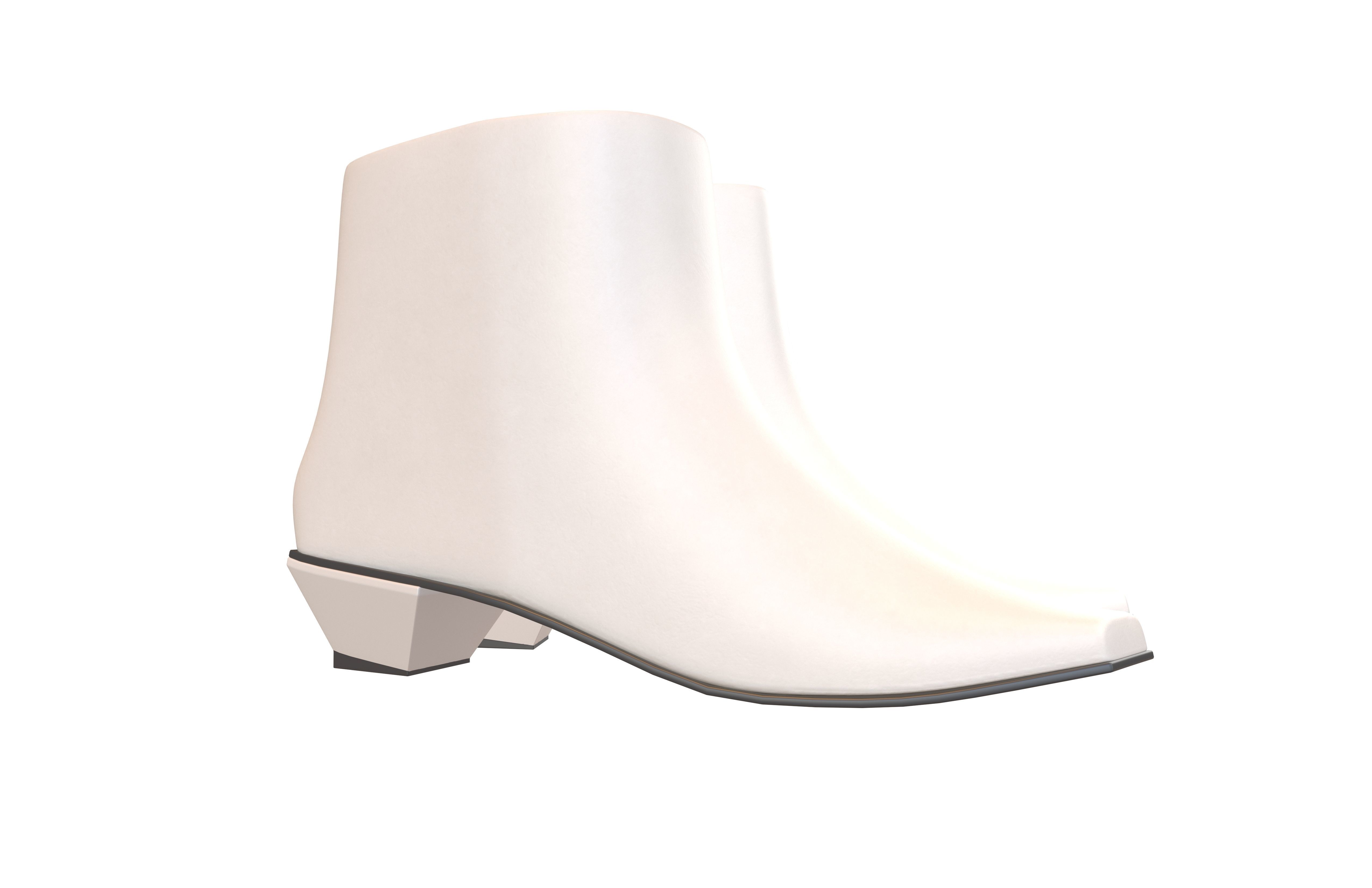 Square Toe Short Boots v1 001 Low-poly 3D model_4