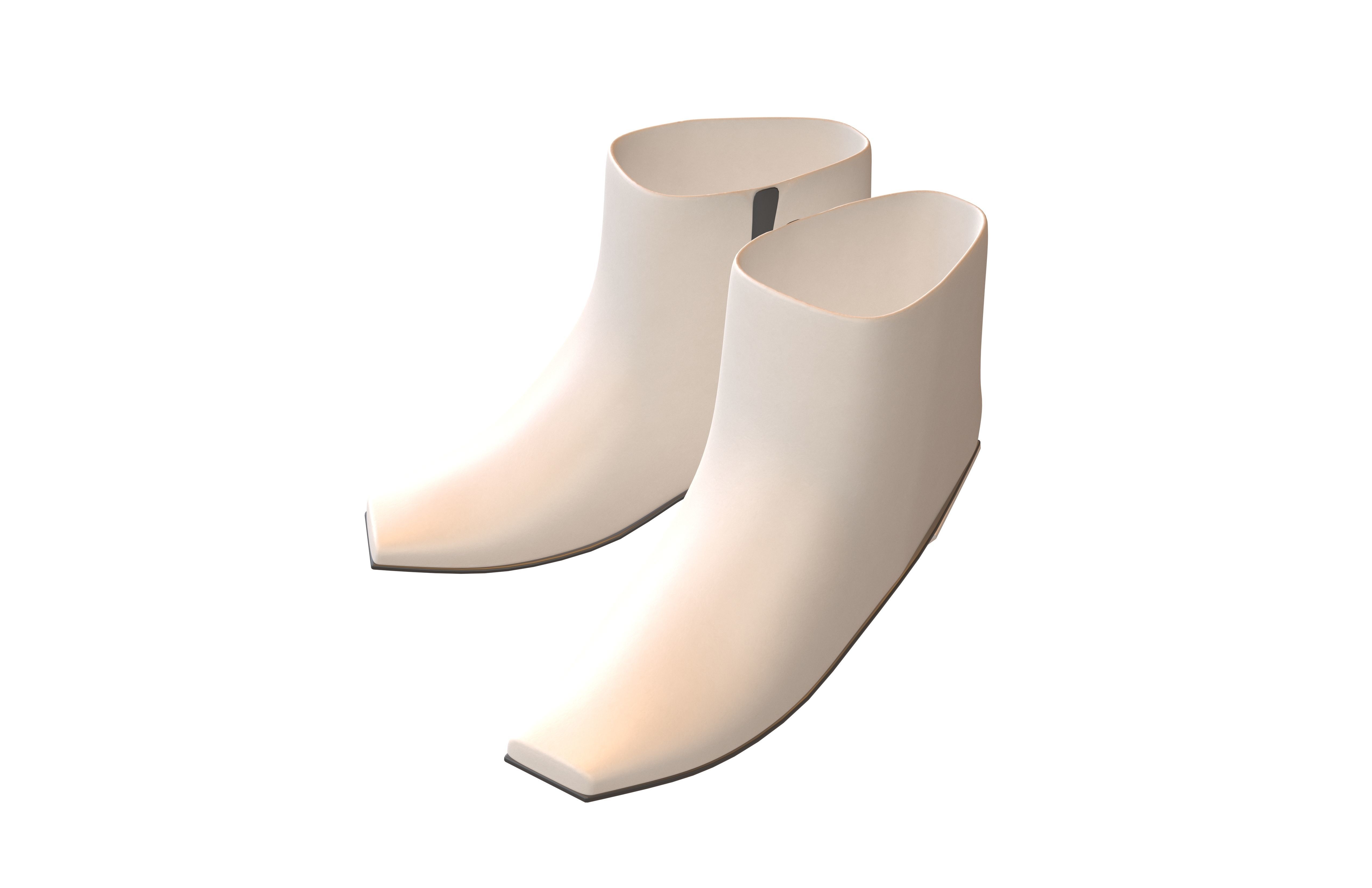 Square Toe Short Boots v1 001 Low-poly 3D model_2