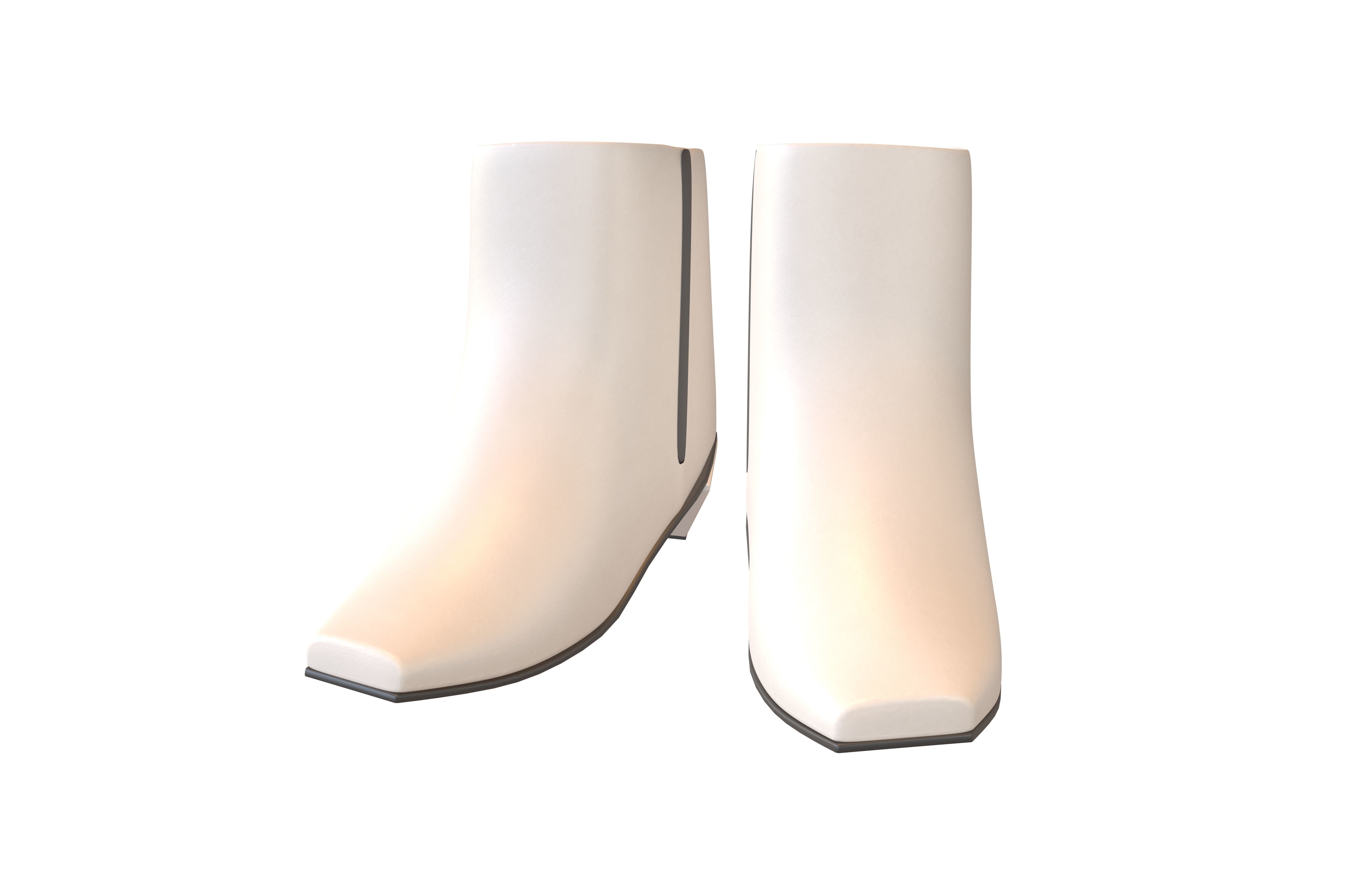 Square Toe Short Boots v1 001 Low-poly 3D model_1