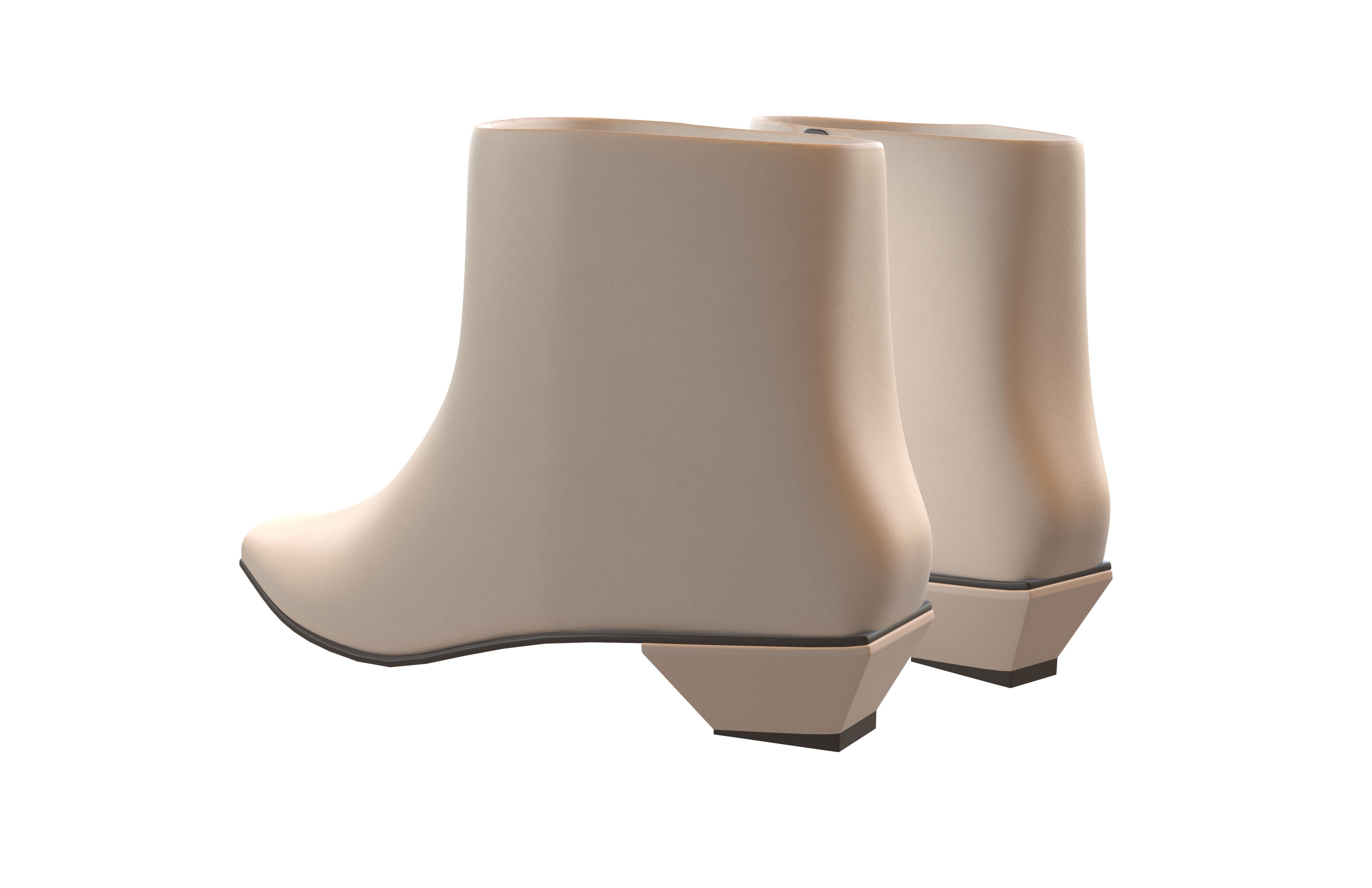 Square Toe Short Boots v1 001 Low-poly 3D model_5