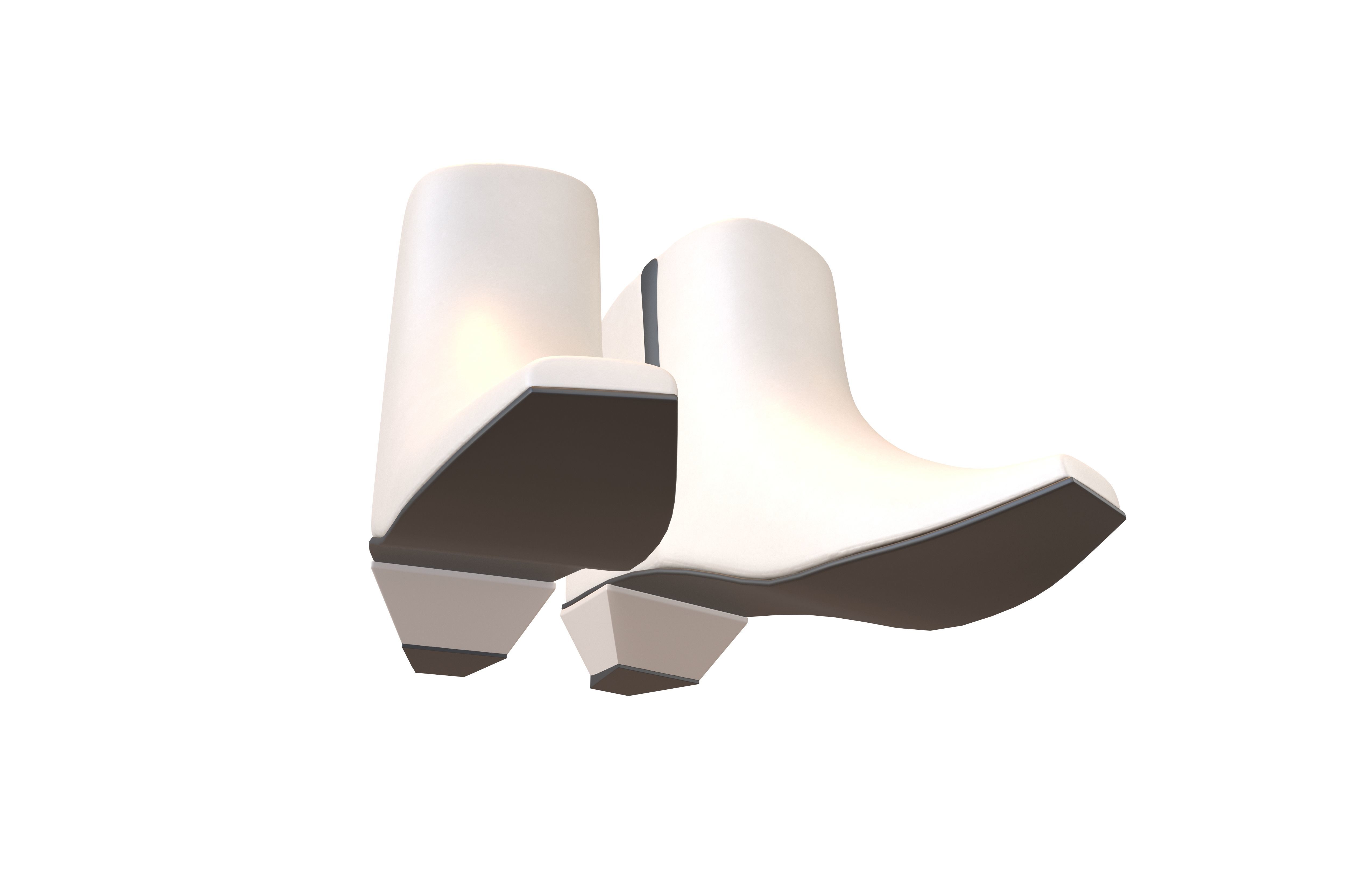 Square Toe Short Boots v1 001 Low-poly 3D model_3