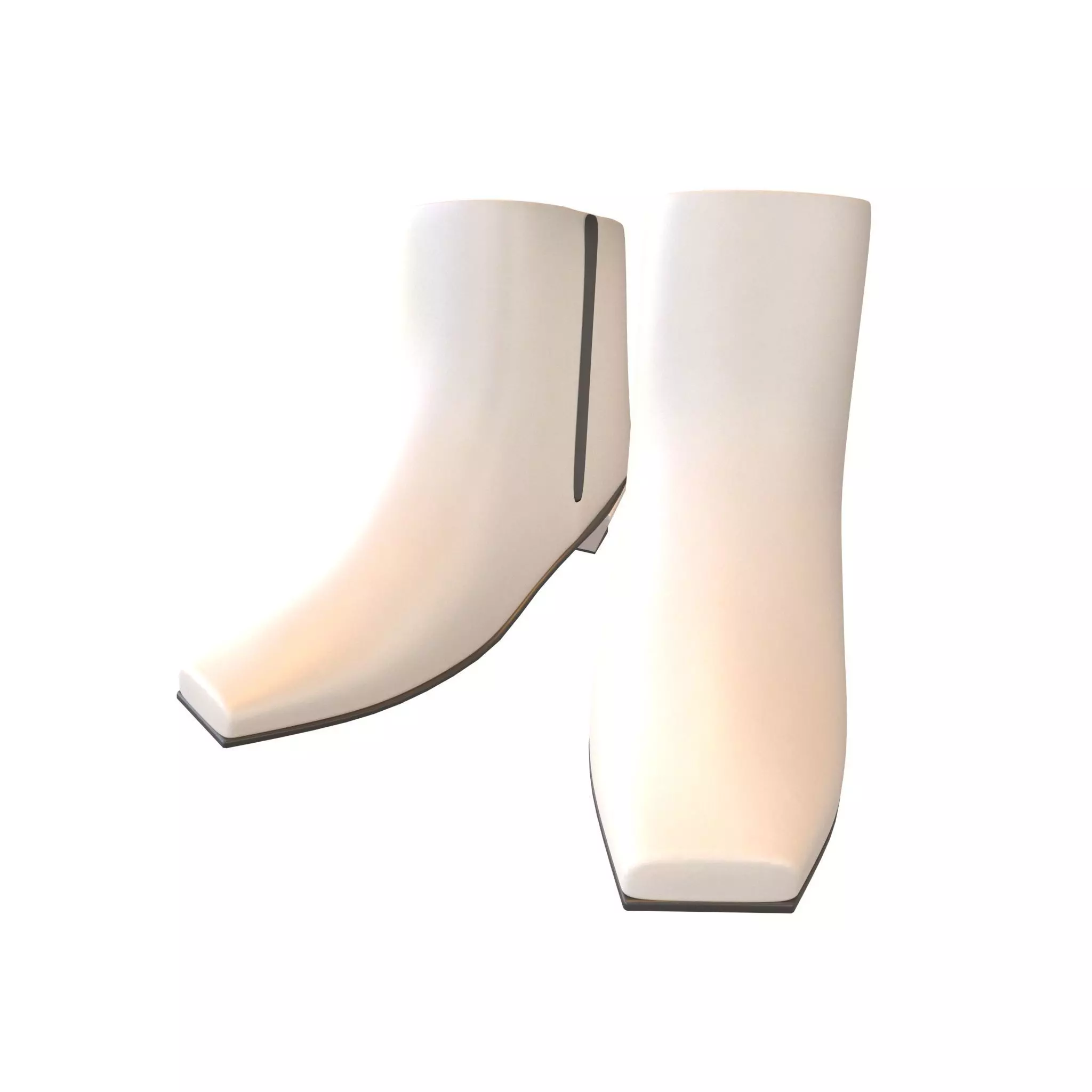 Square Toe Short Boots v1 001 Low-poly 3D model_0