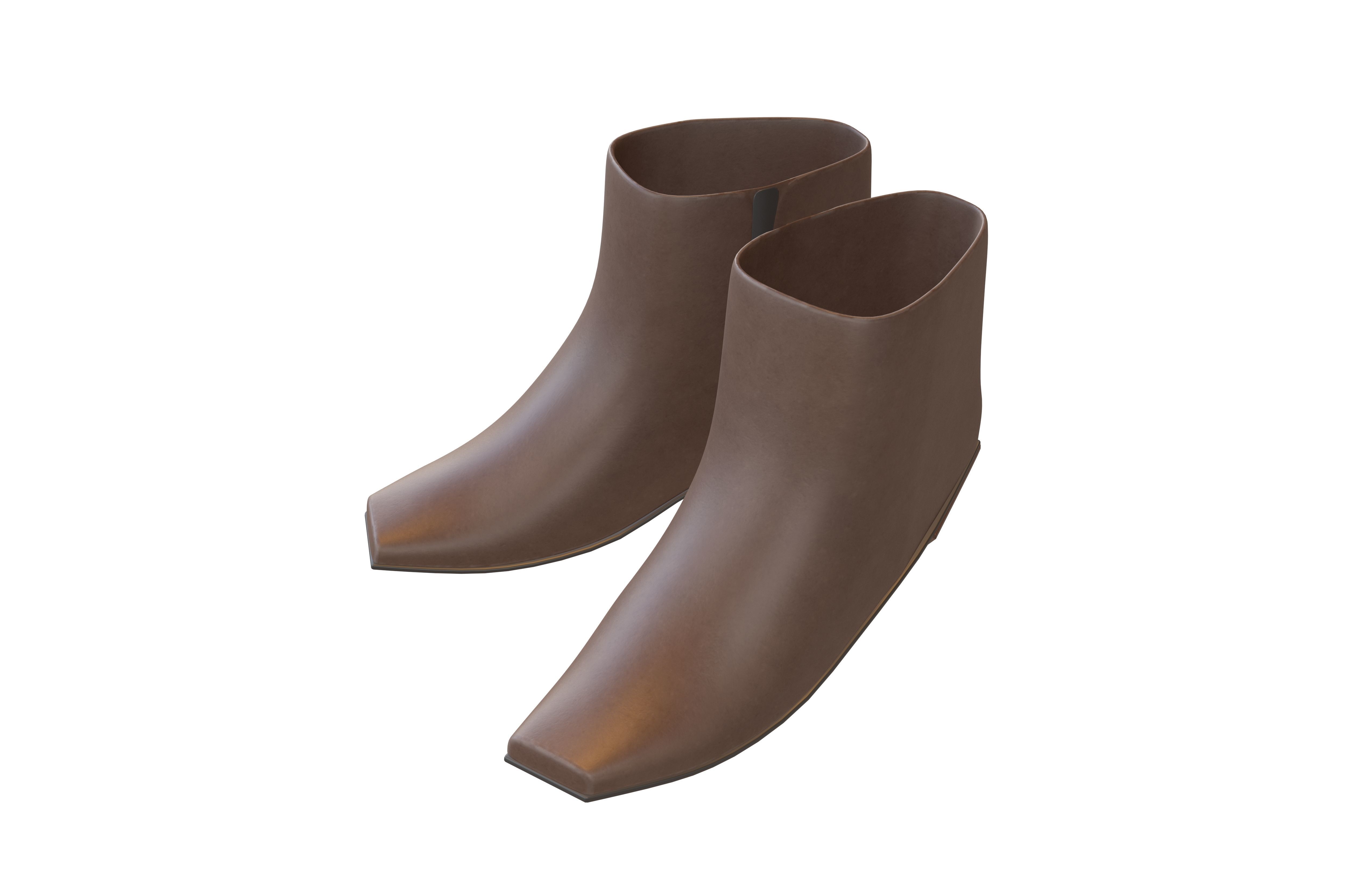 Square Toe Short Boots v1 002 Low-poly 3D model_2