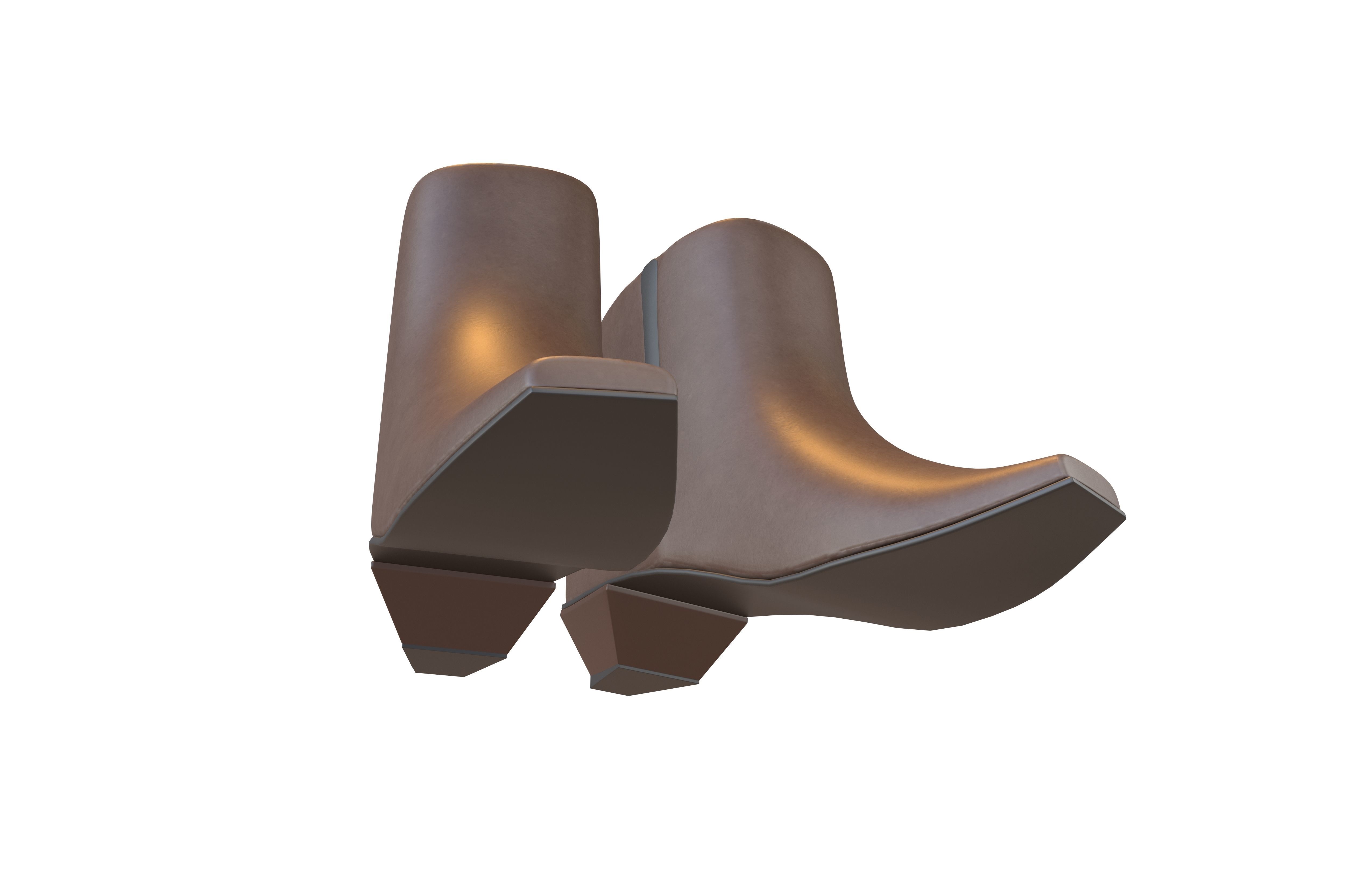 Square Toe Short Boots v1 002 Low-poly 3D model_3