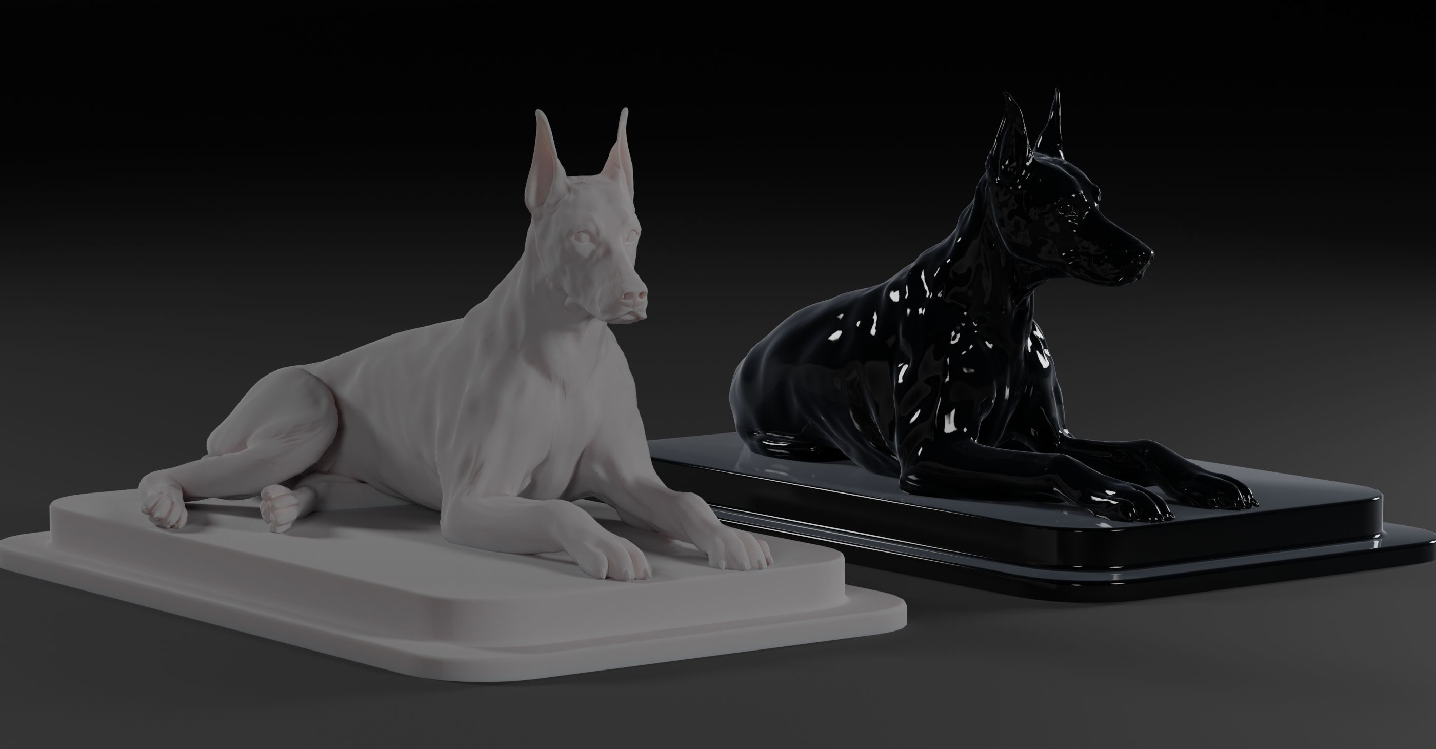 doberman lies 3D print model