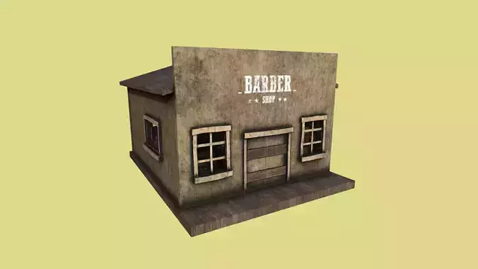 Western Barber Shop - Wild West - Building Backdrop Full Perm Low-poly 3D model