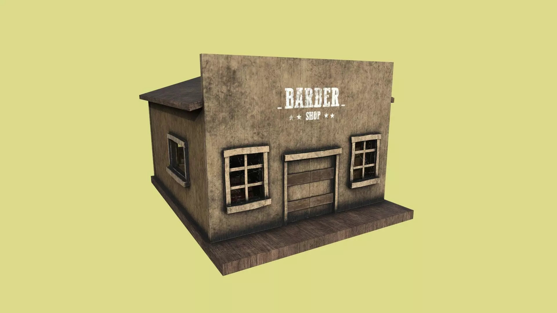 Western Barber Shop - Wild West - Building Backdrop Full Perm Low-poly 3D model_0