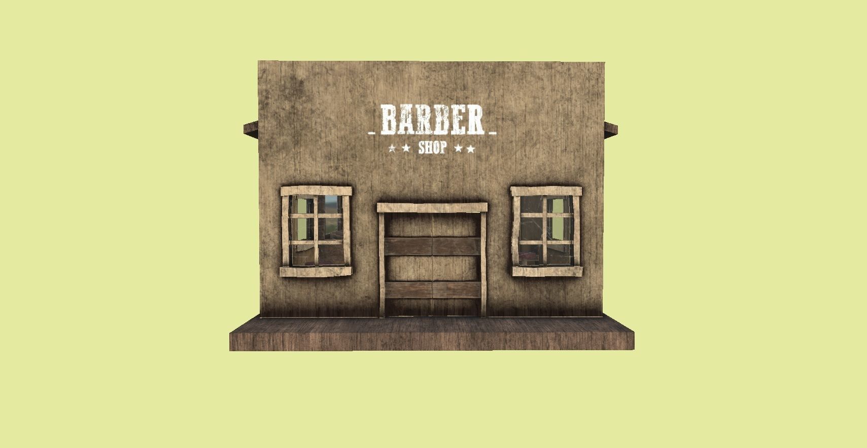 Western Barber Shop - Wild West - Building Backdrop Full Perm Low-poly 3D model_3