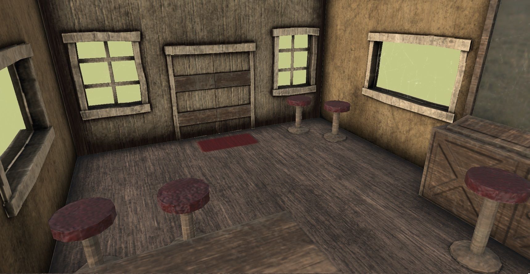 Western Barber Shop - Wild West - Building Backdrop Full Perm Low-poly 3D model_7