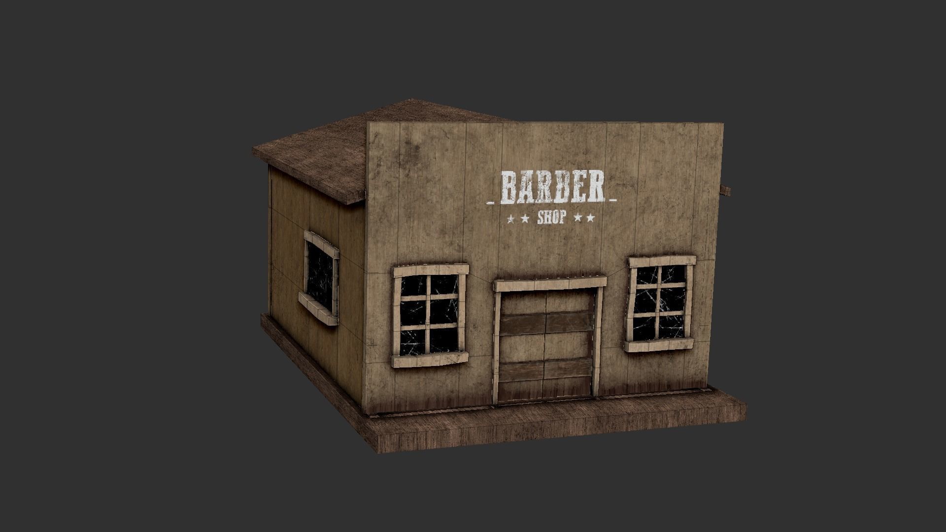 Western Barber Shop - Wild West - Building Backdrop Full Perm Low-poly 3D model_12