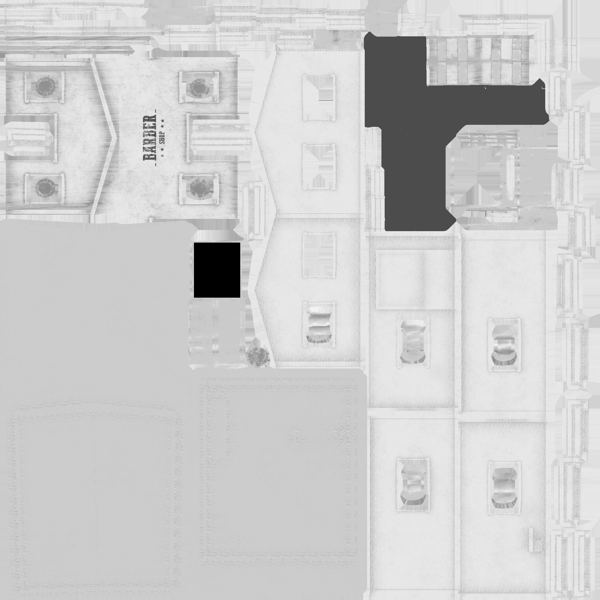 Western Barber Shop - Wild West - Building Backdrop Full Perm Low-poly 3D model_15