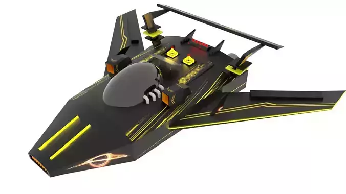 Sci-Fi Space Battleship With Neon Lights C-10