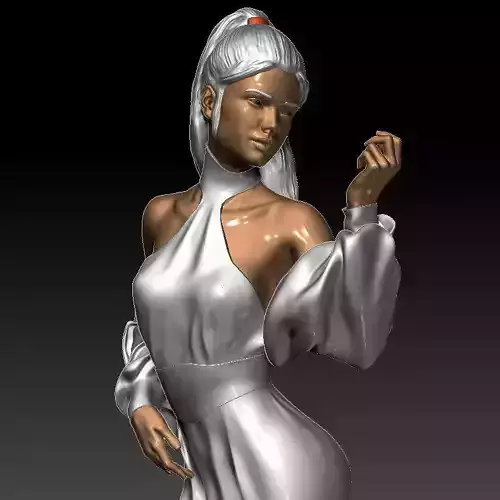 Girl in a long dress 3D print model