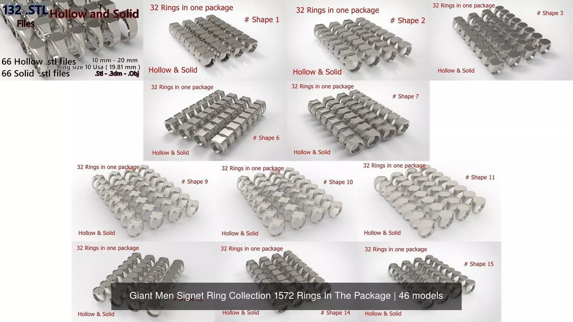 Giant Men Signet Ring Collection 1572 Rings In The Package _0