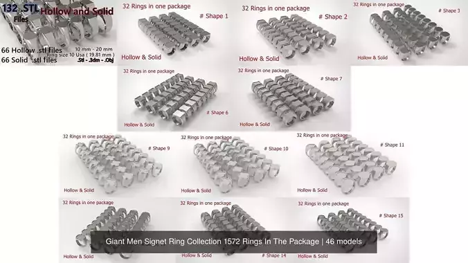 Giant Men Signet Ring Collection 1572 Rings In The Package 