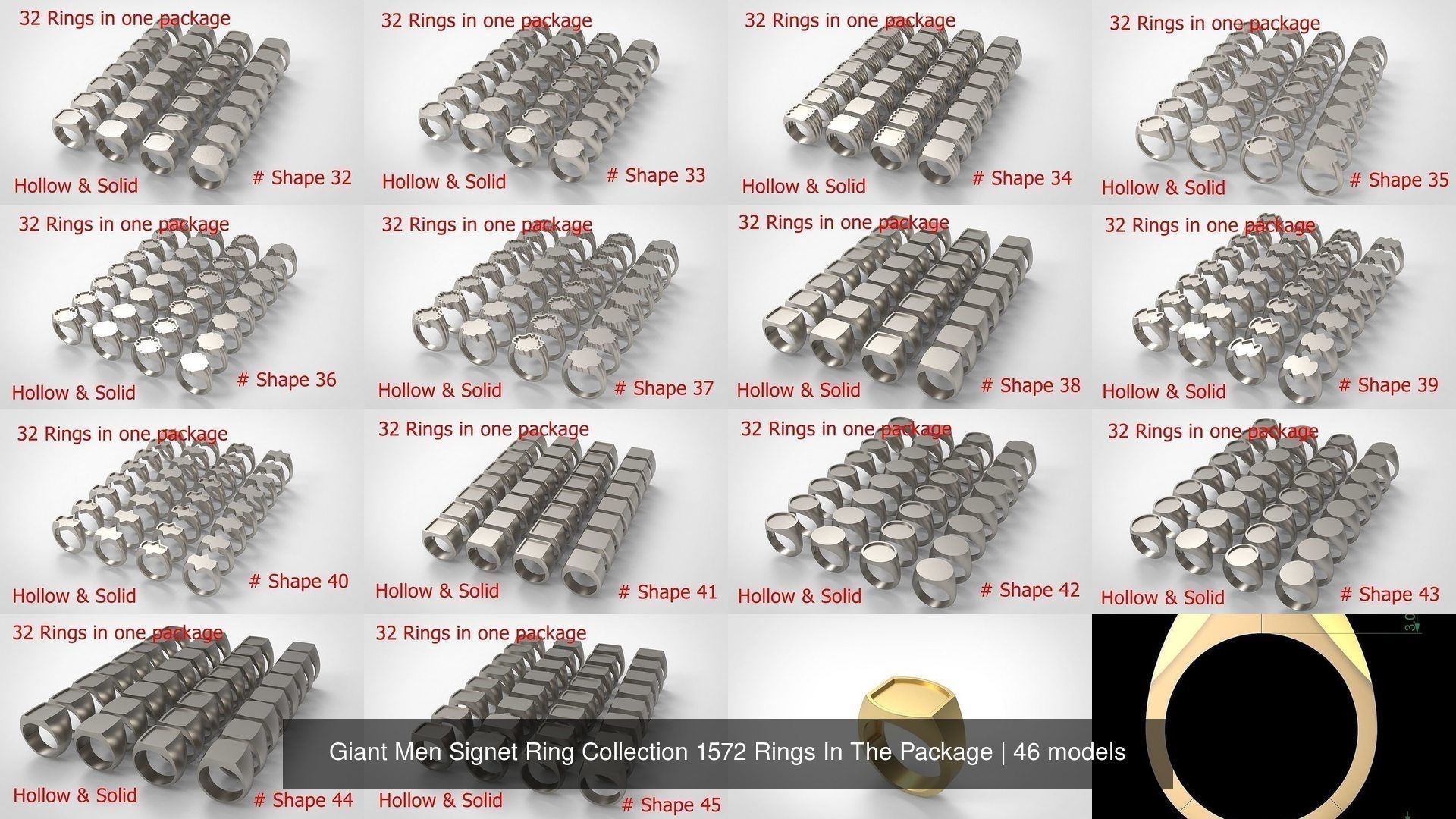 Giant Men Signet Ring Collection 1572 Rings In The Package _8