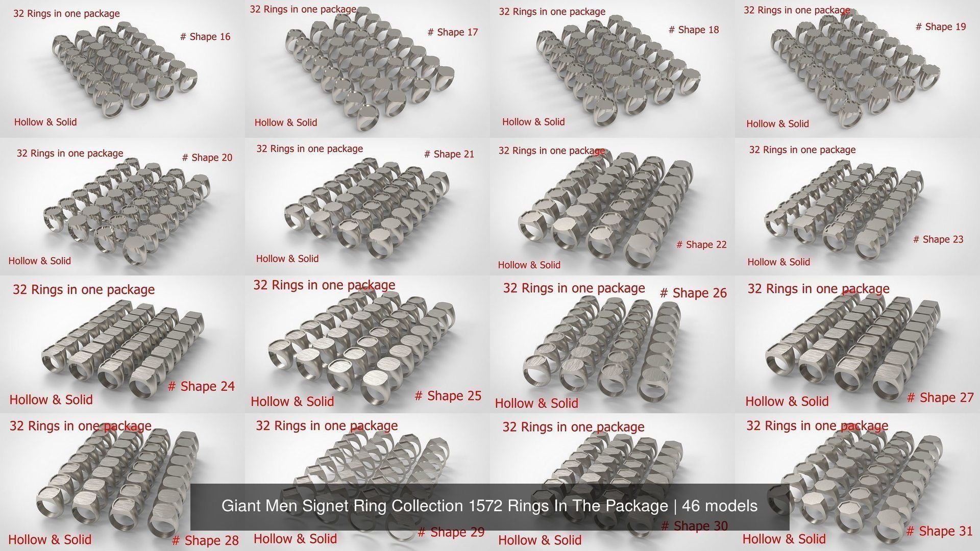 Giant Men Signet Ring Collection 1572 Rings In The Package _4