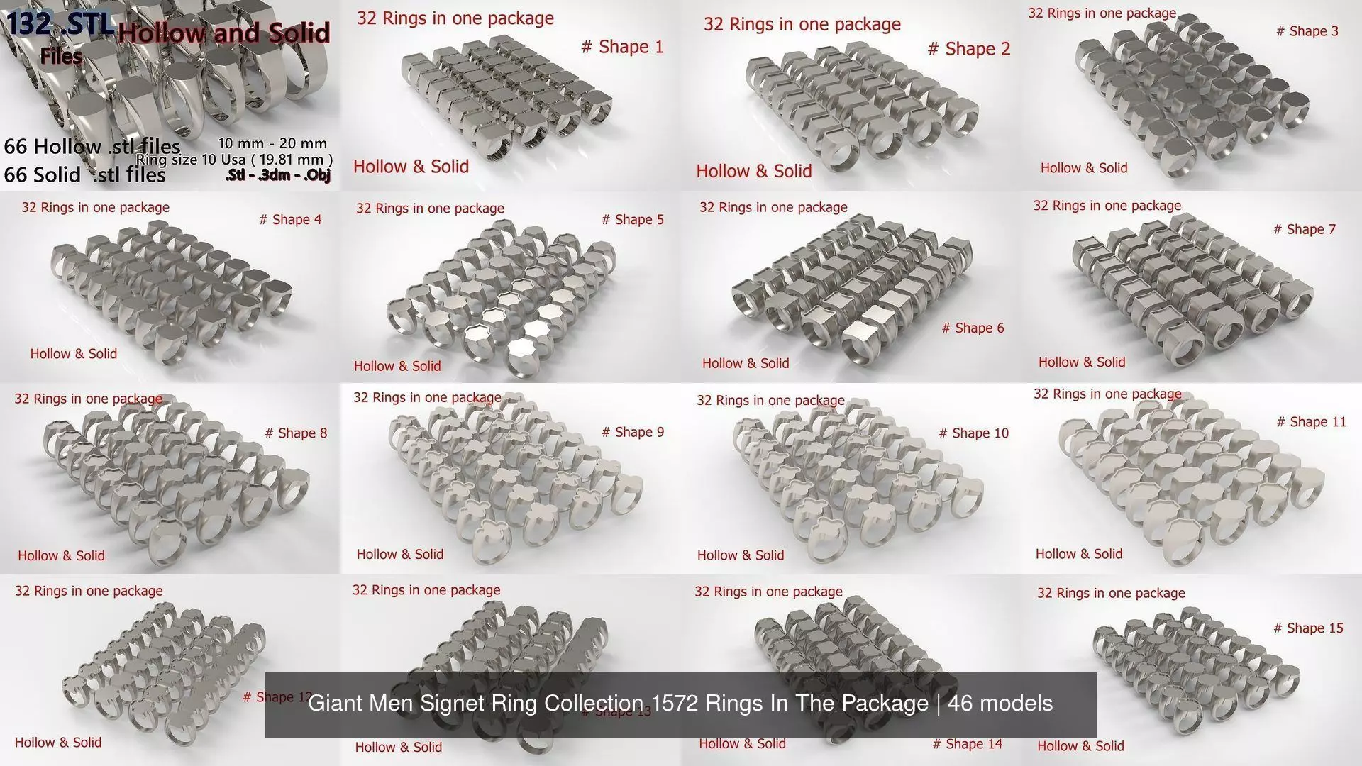 Giant Men Signet Ring Collection 1572 Rings In The Package _1