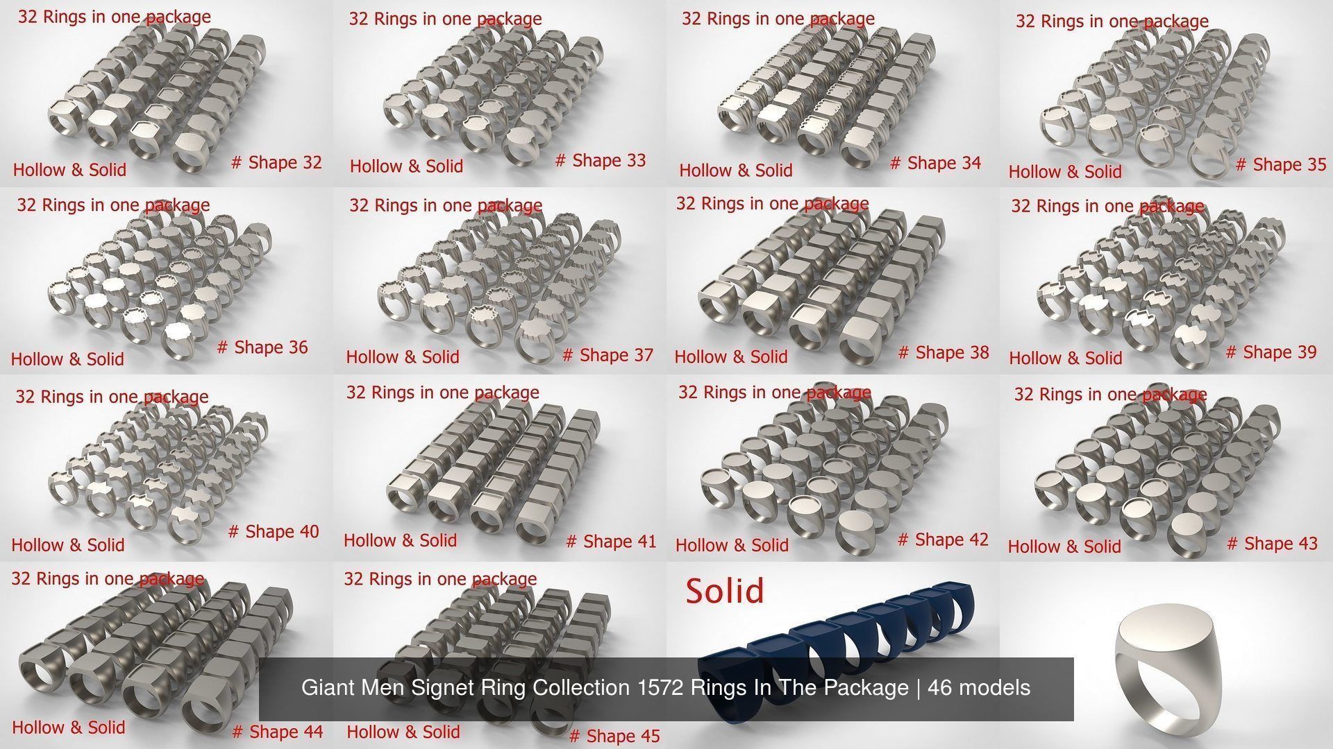 Giant Men Signet Ring Collection 1572 Rings In The Package _7