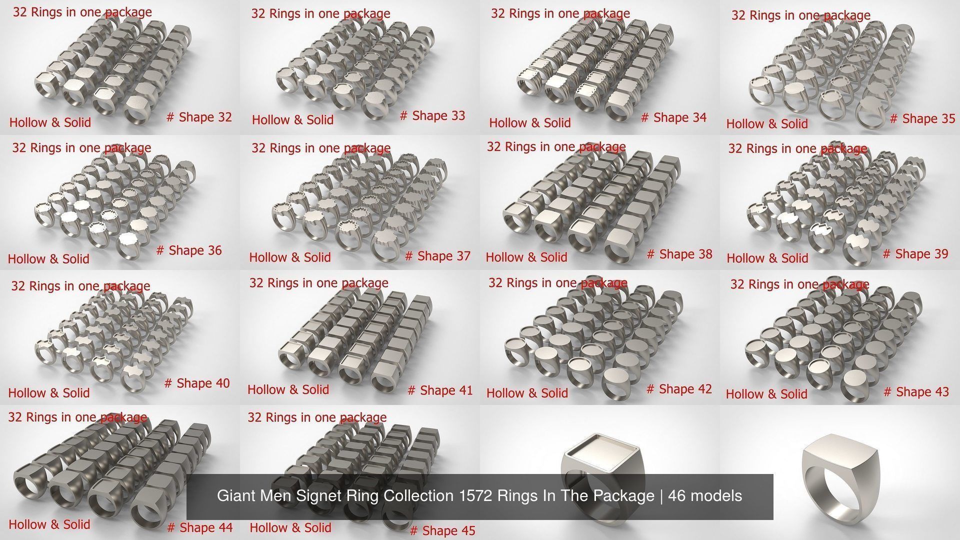 Giant Men Signet Ring Collection 1572 Rings In The Package _5