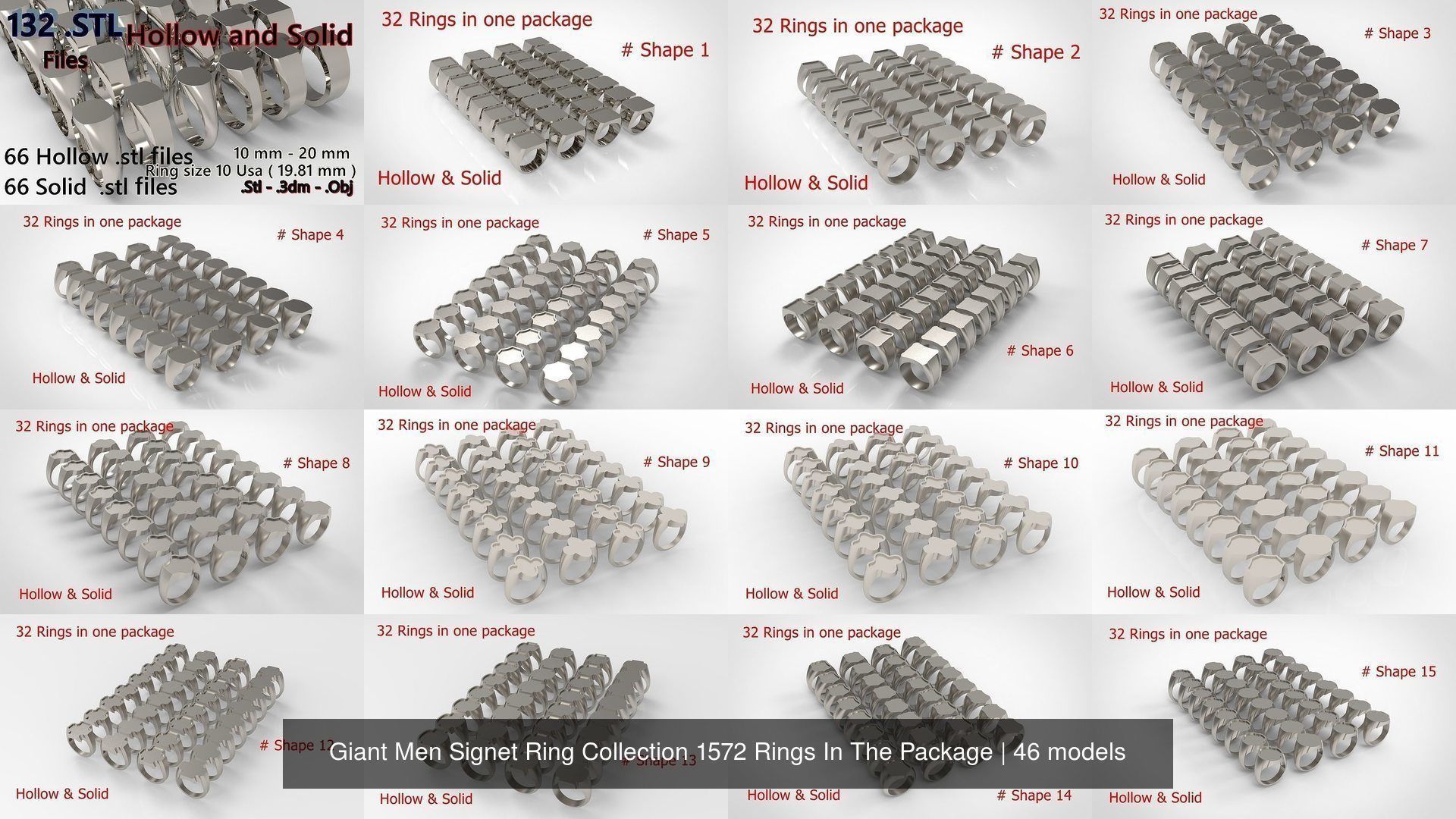 Giant Men Signet Ring Collection 1572 Rings In The Package _2