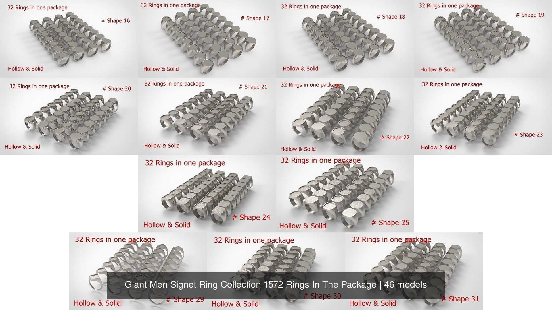 Giant Men Signet Ring Collection 1572 Rings In The Package _3