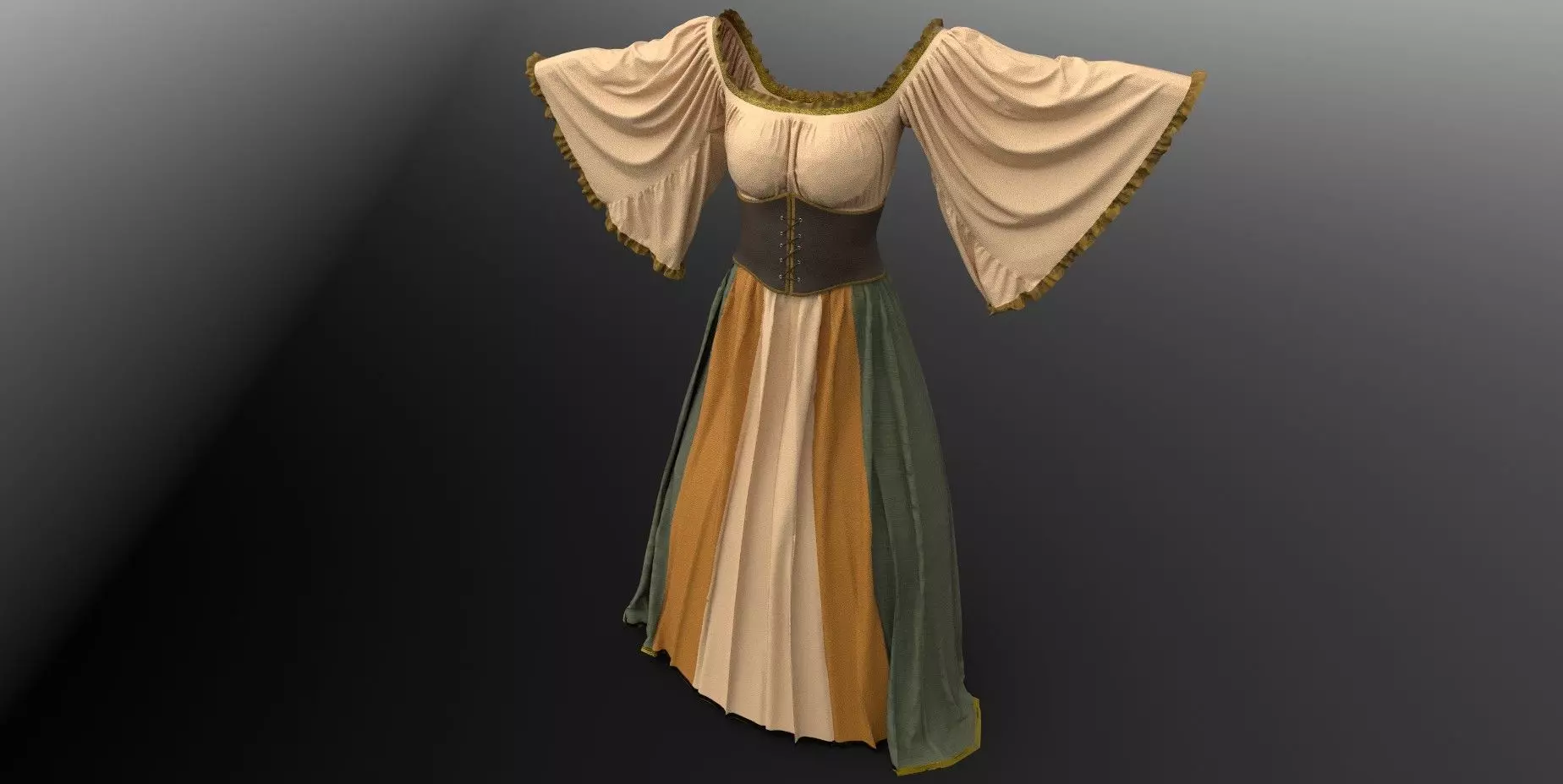 Medieval Corset Lace Dress 3D model