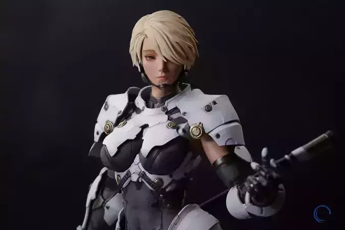 Echos female action figure holding sword 3D print model
