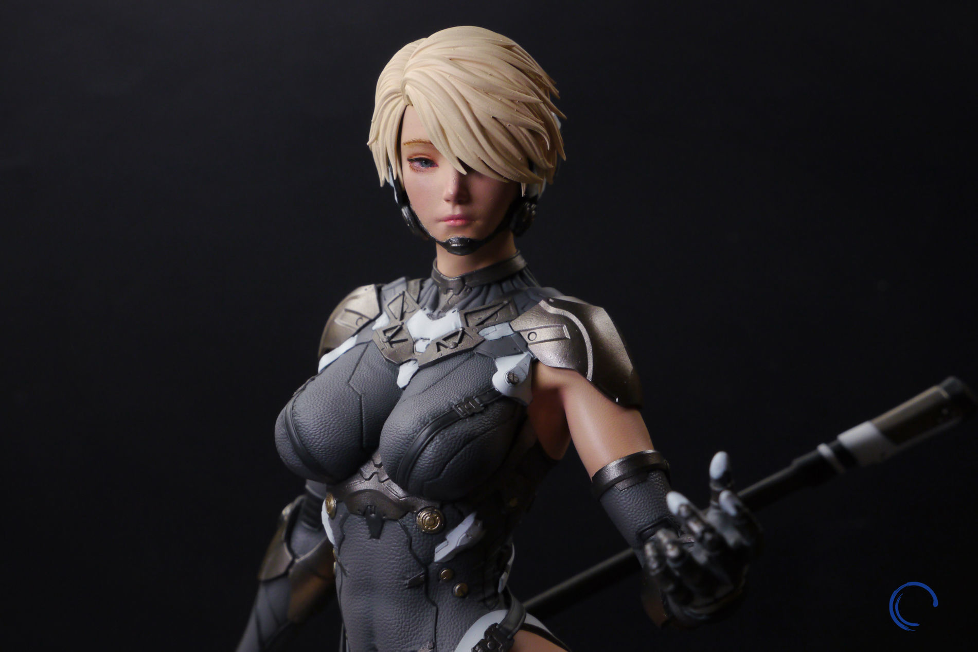 Echos female action figure holding sword 3D print model_4