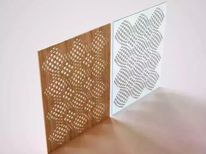 Partition wooden panel with laser cut pattern