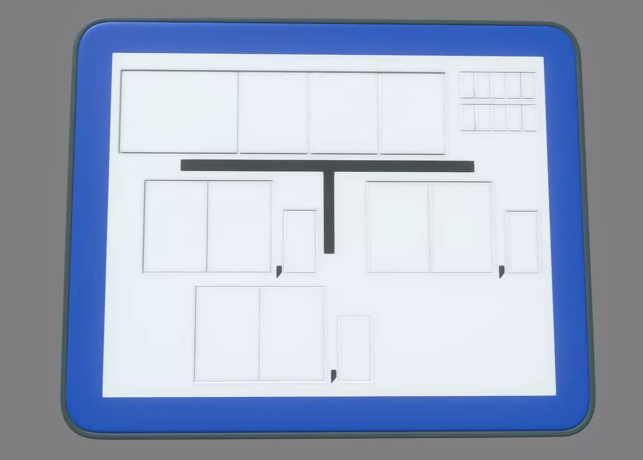 Hydrant Blau Ver- und Entsorgungs Hinweisschild 3D model_0