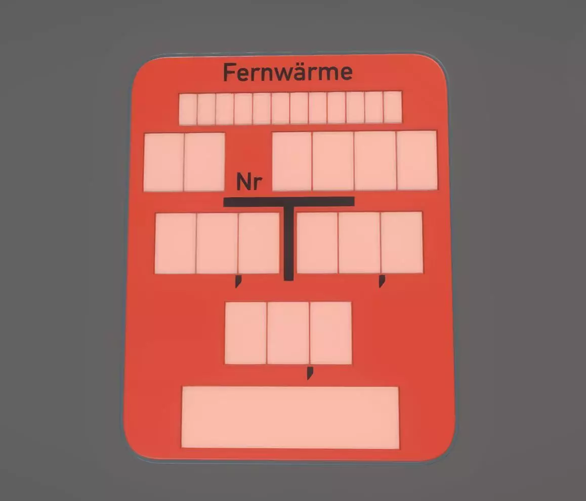 Fernwaerme Ver- und Entsorgungs Hinweisschild 3D model_0