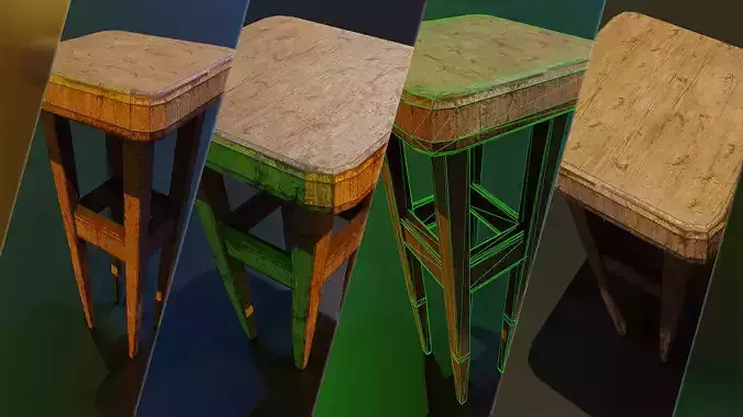 A wooden chair with scuffs and abrasions