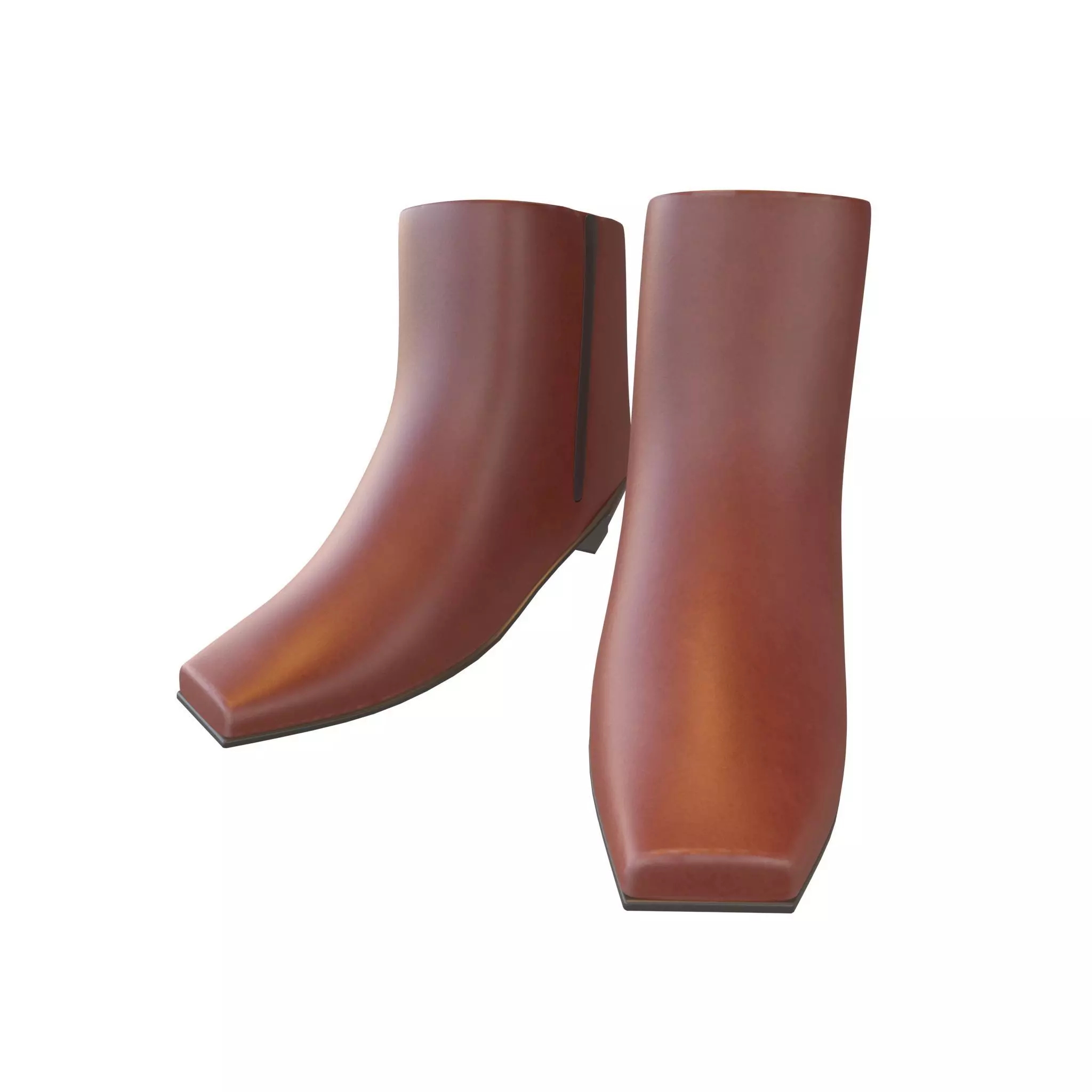 Square Toe Short Boots v1 004 Low-poly 3D model_0