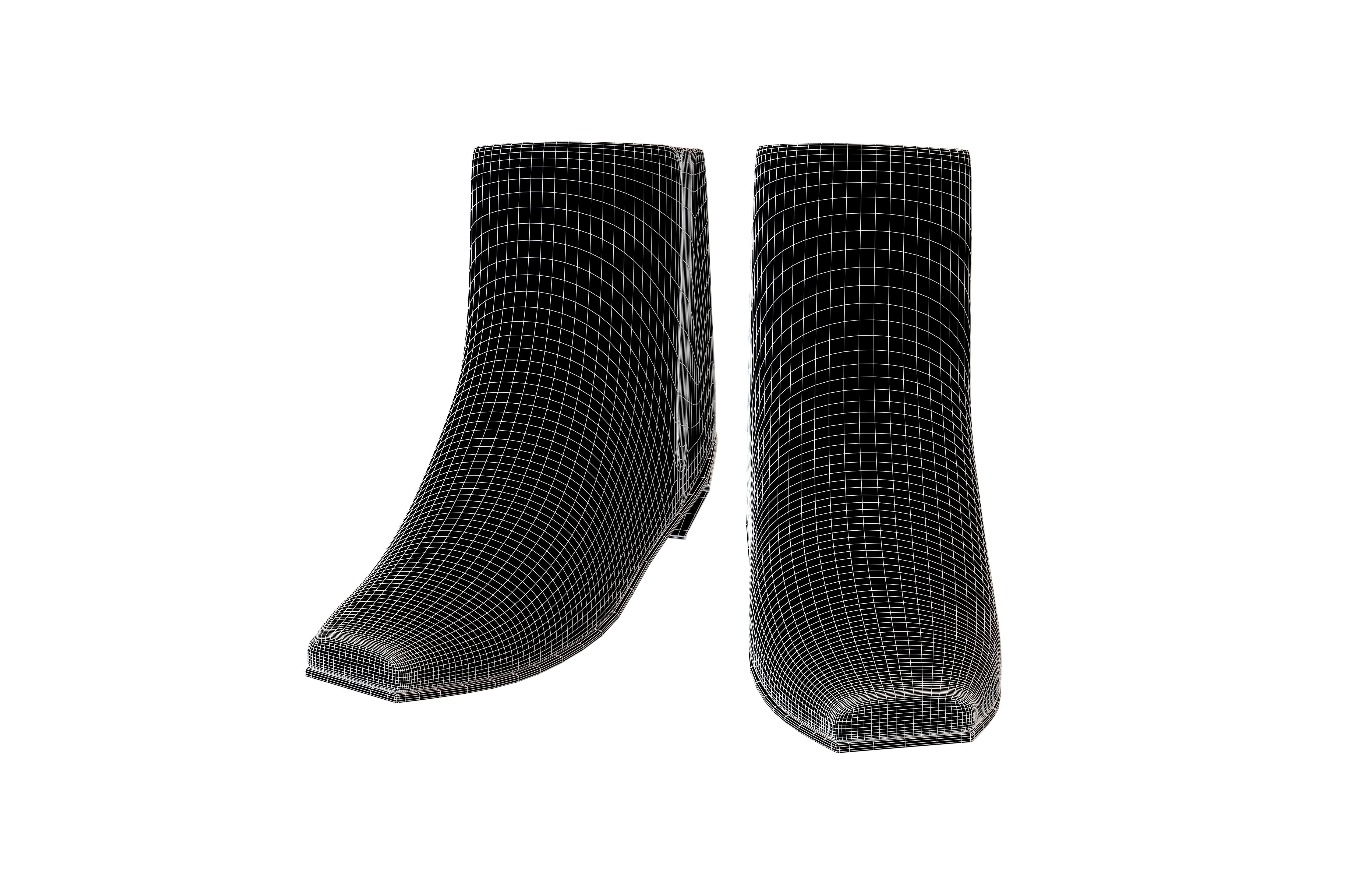 Square Toe Short Boots v1 004 Low-poly 3D model_7