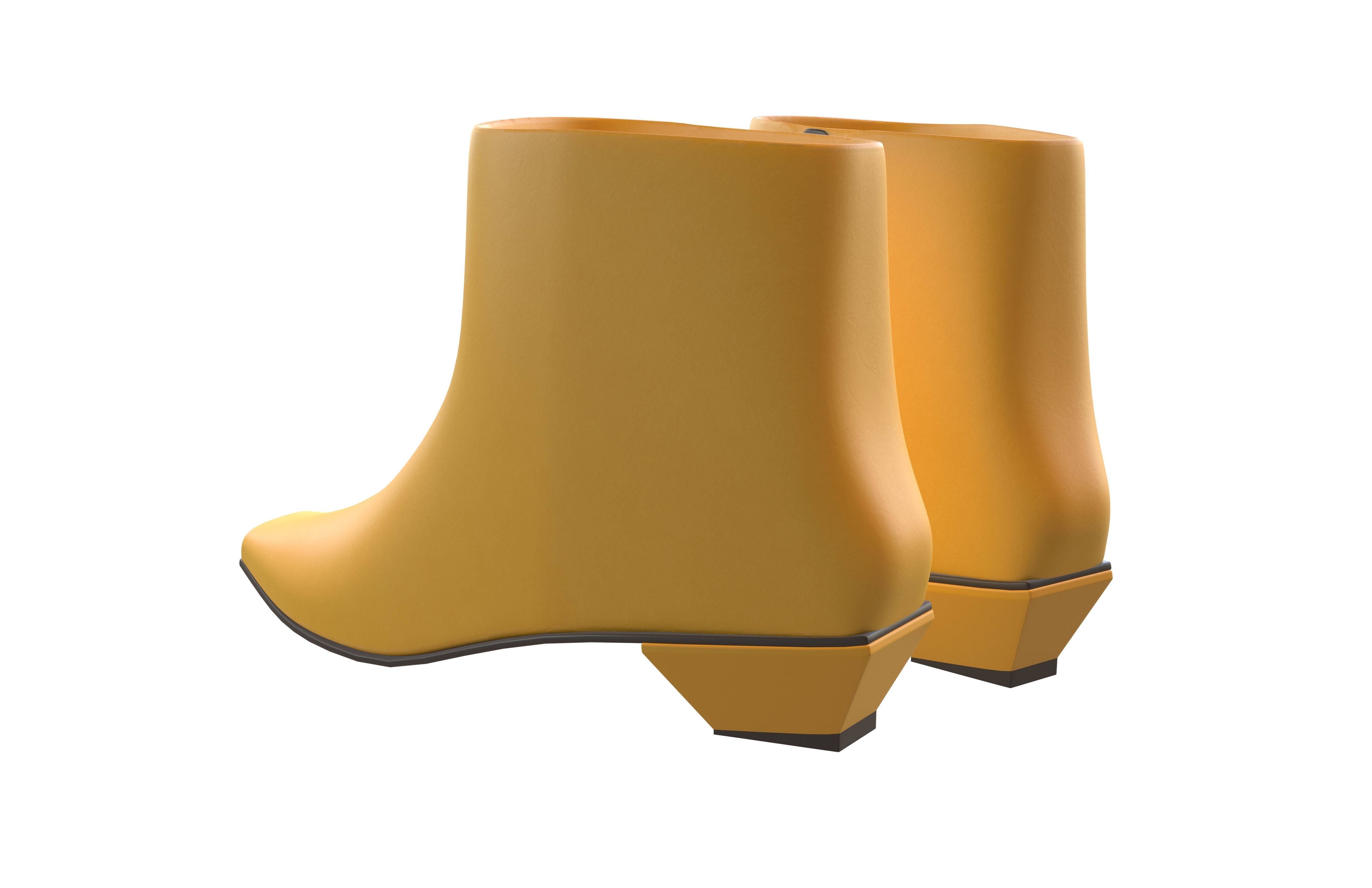 Square Toe Short Boots v1 005 Low-poly 3D model_5