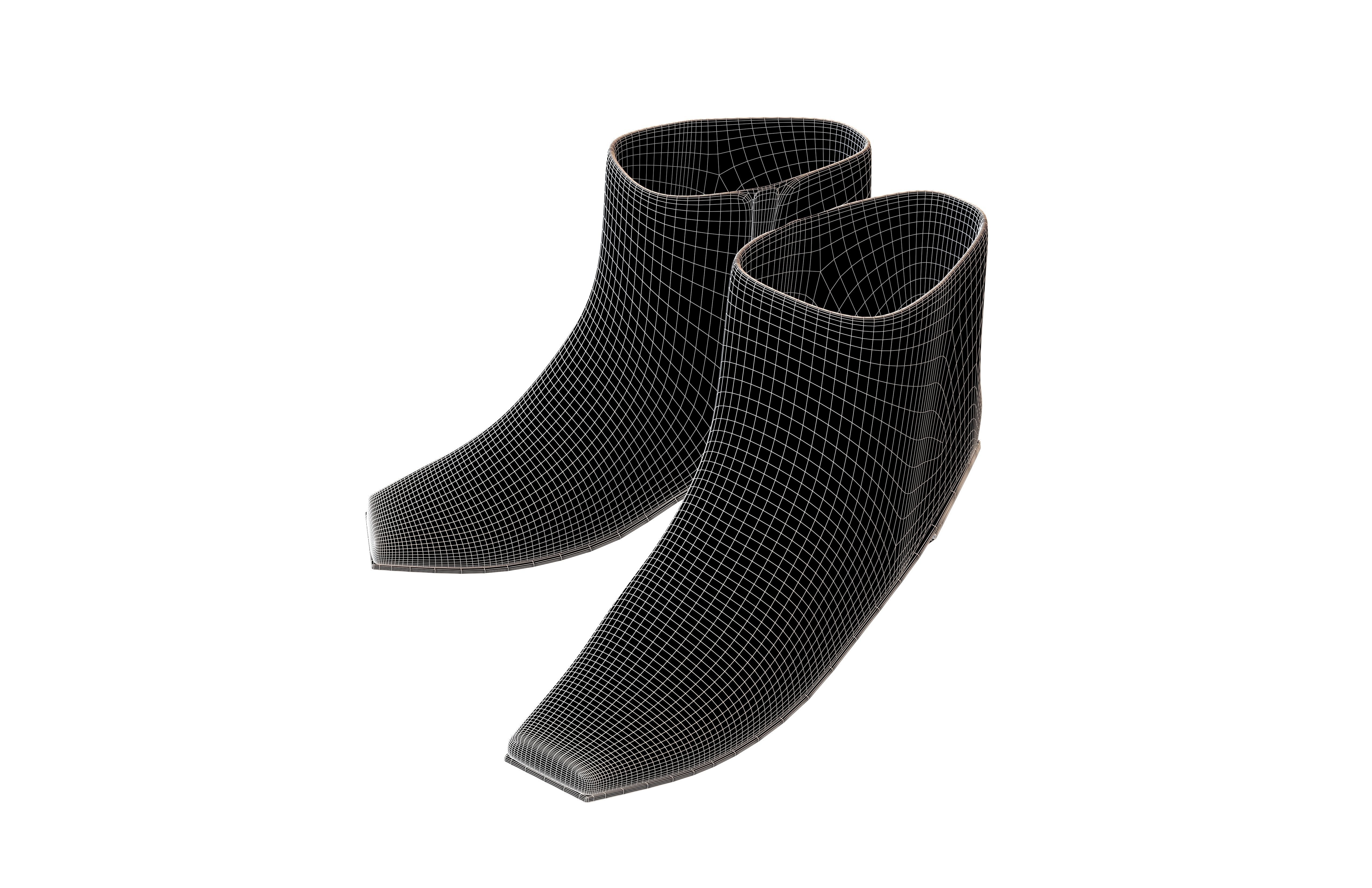 Square Toe Short Boots v1 005 Low-poly 3D model_8