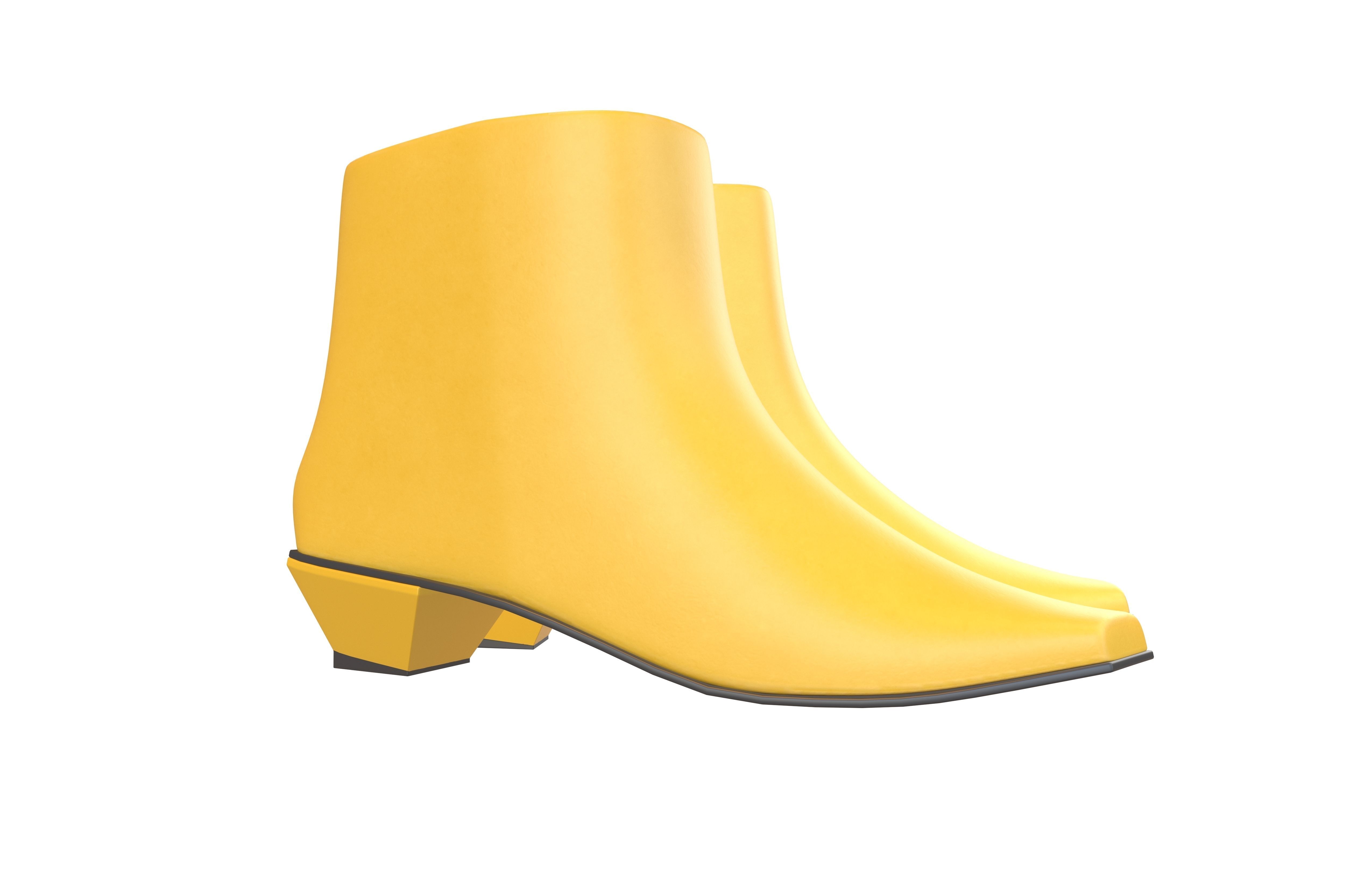 Square Toe Short Boots v1 005 Low-poly 3D model_4