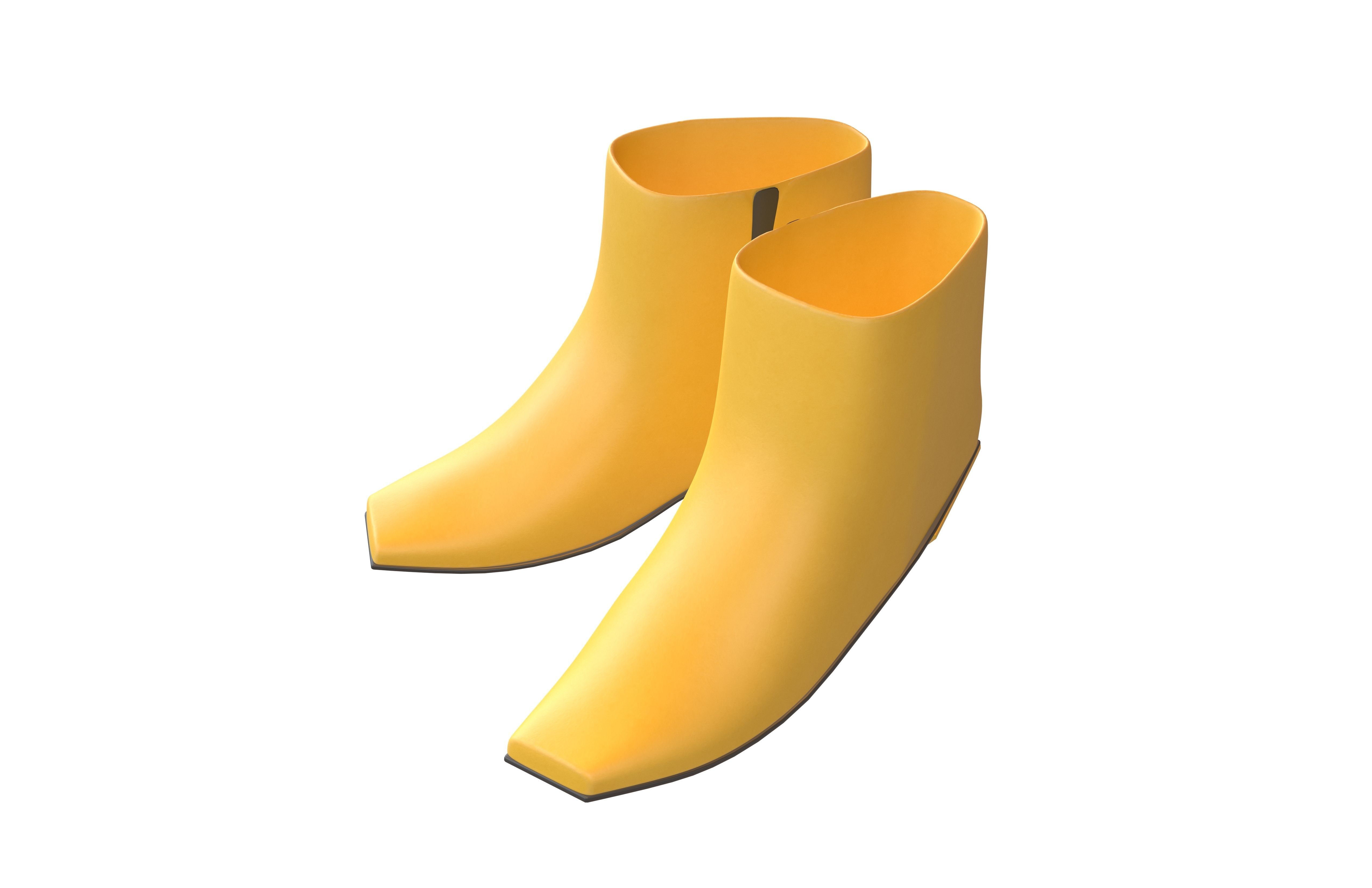 Square Toe Short Boots v1 005 Low-poly 3D model_2