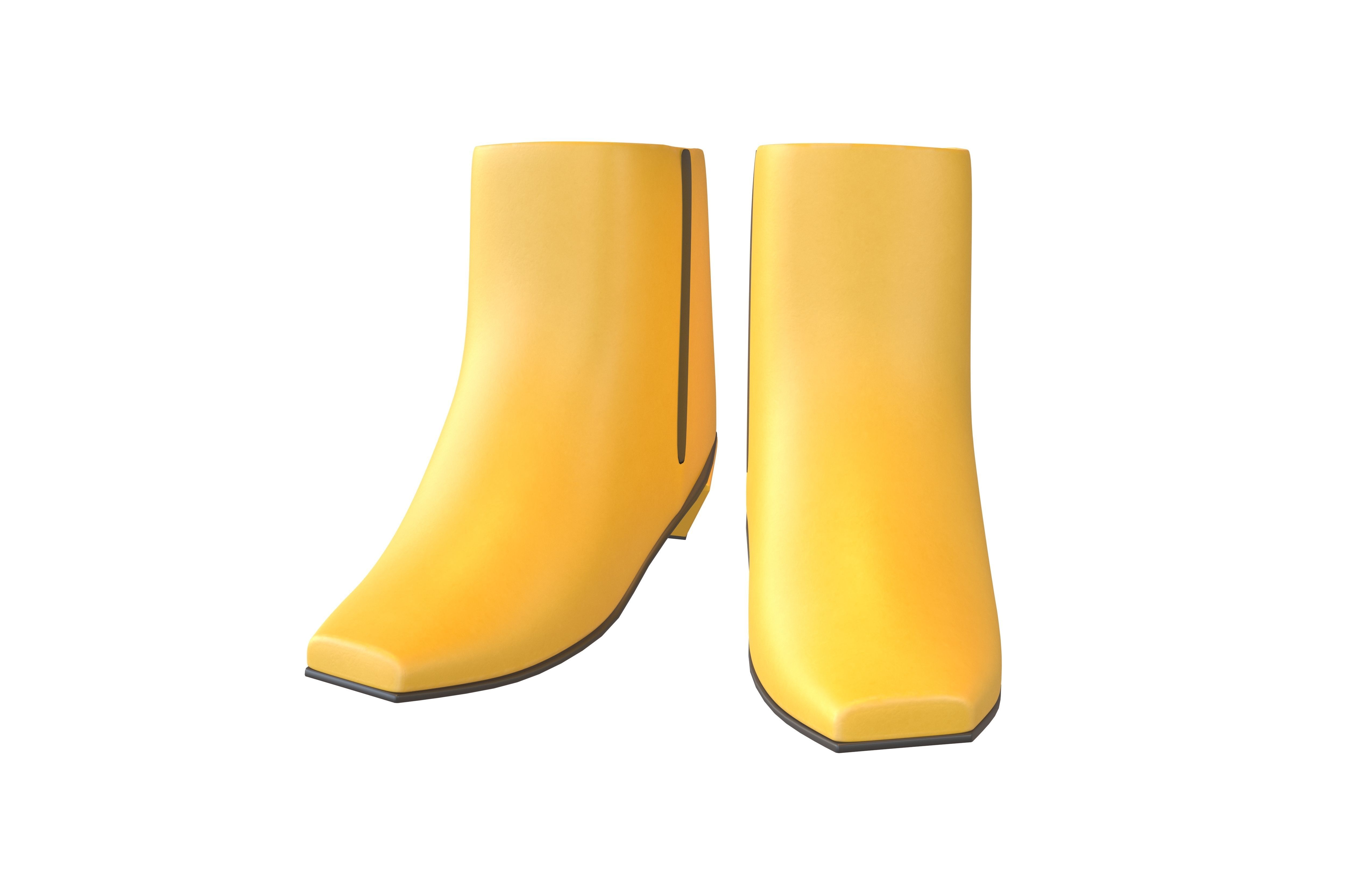 Square Toe Short Boots v1 005 Low-poly 3D model_1